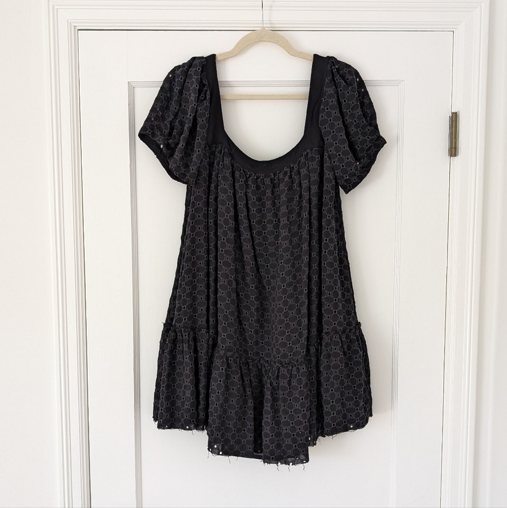 Free People Black Ruffled Tiered Mini Dress